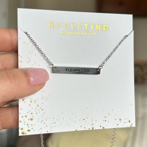 June 2, 2023 custom engraved date engraved plate silver necklace
